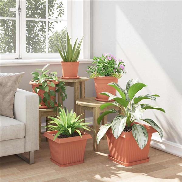 Grote foto vidaxl vierkante bloempot 6 pcs baksteenrood 28 5 x 28 5 x 22 cm tuin en terras overige tuin en terras