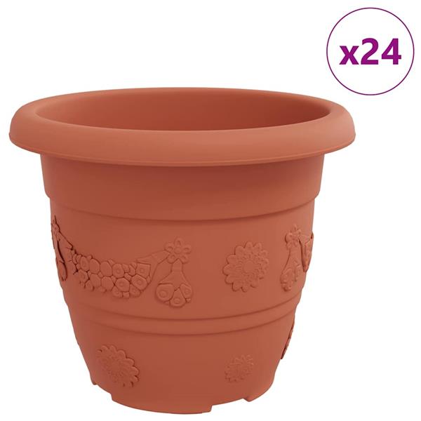 Grote foto vidaxl ronde bloempot 24 pcs baksteenrood 26 x 21.5 cm kunststof tuin en terras overige tuin en terras