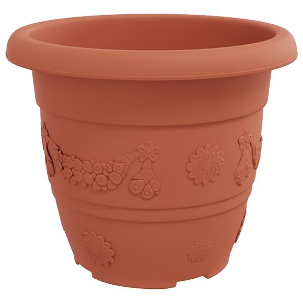 Grote foto vidaxl ronde bloempot 6 pcs baksteenrood 26 x 21.5 cm kunststof tuin en terras overige tuin en terras