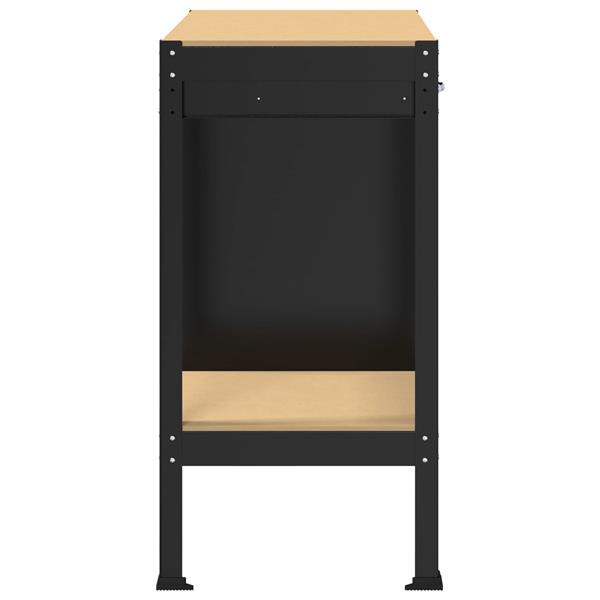 Grote foto vidaxl werkbank met lade zwart 90 x 49 x 91 cm bewerkt hout en metaal doe het zelf en verbouw werkbanken