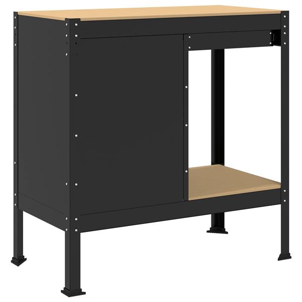 Grote foto vidaxl werkbank met lade zwart 90 x 49 x 91 cm bewerkt hout en metaal doe het zelf en verbouw werkbanken