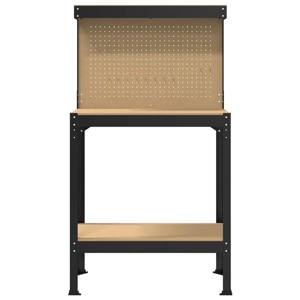 Grote foto vidaxl werkbank zwart 81 x 41 x 145 cm bewerkt hout en metaal doe het zelf en verbouw werkbanken