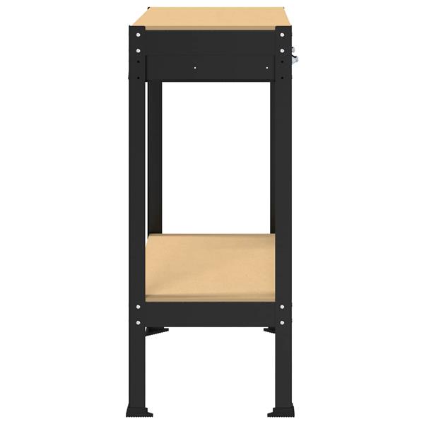 Grote foto vidaxl werkbank met lade zwart 80 x 40 x 91 cm bewerkt hout en metaal doe het zelf en verbouw werkbanken