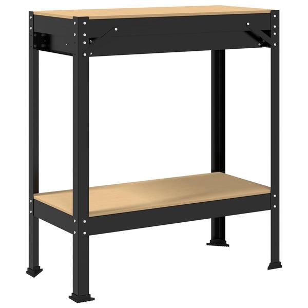 Grote foto vidaxl werkbank met lade zwart 80 x 40 x 91 cm bewerkt hout en metaal doe het zelf en verbouw werkbanken