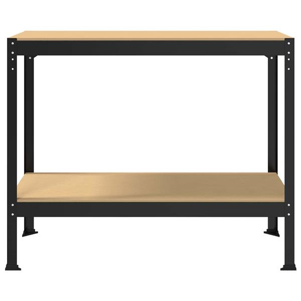 Grote foto vidaxl werkbank zwart 115 x 55 x 91 cm bewerkt hout en metaal doe het zelf en verbouw werkbanken