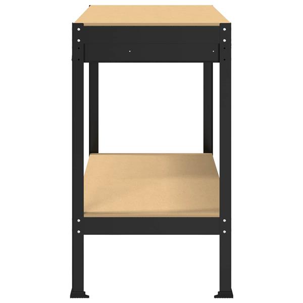 Grote foto vidaxl werkbank met lade zwart 114 x 54 x 91 cm bewerkt hout en metaal doe het zelf en verbouw werkbanken