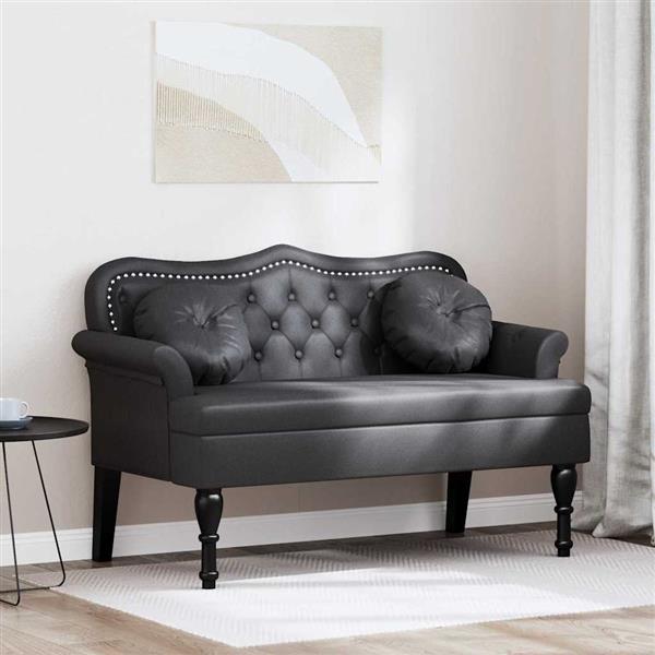 Grote foto vidaxl chesterfield bank met kussen zwart 120 5 x 65 x 75 cm nep leer huis en inrichting overige huis en inrichting