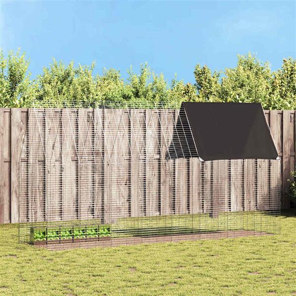 Grote foto vidaxl konijnenkooi zilver 400 x 100 x 210 cm gegalvaniseerd staal dieren en toebehoren hokken en kooien