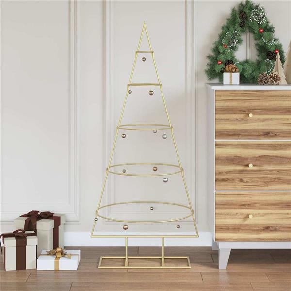 Grote foto vidaxl metalen kerstboom goud 124 5 cm poedergecoat staal diversen overige diversen