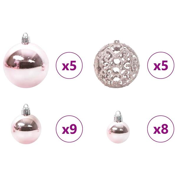 Grote foto vidaxl kerstbal set met 150 led 61 pcs roze kunststof diversen overige diversen