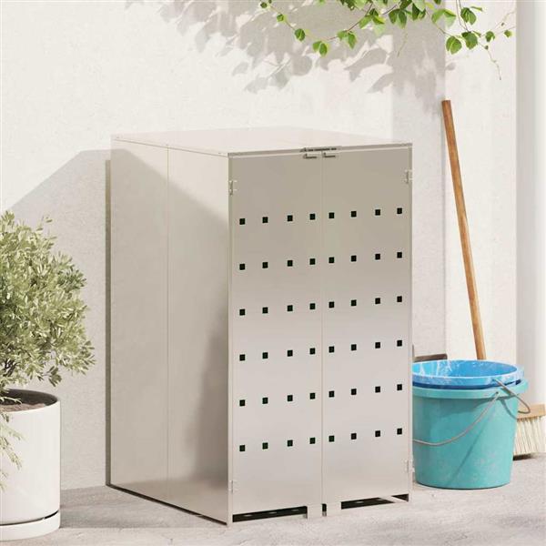 Grote foto vidaxl afvalcontaineropslag met gasliftdeksel voor 240l container tuin en terras overige tuin en terras