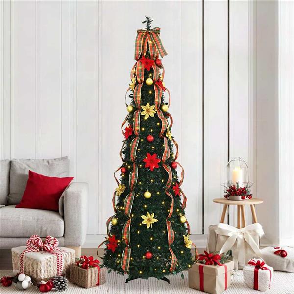 Grote foto vidaxl kunstkerstboom met 200 led met standaard groen 215 cm pvc diversen overige diversen