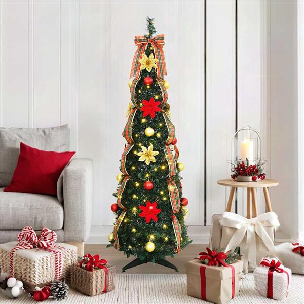 Grote foto vidaxl kunstkerstboom met 100 led met standaard groen 155 cm pvc diversen overige diversen