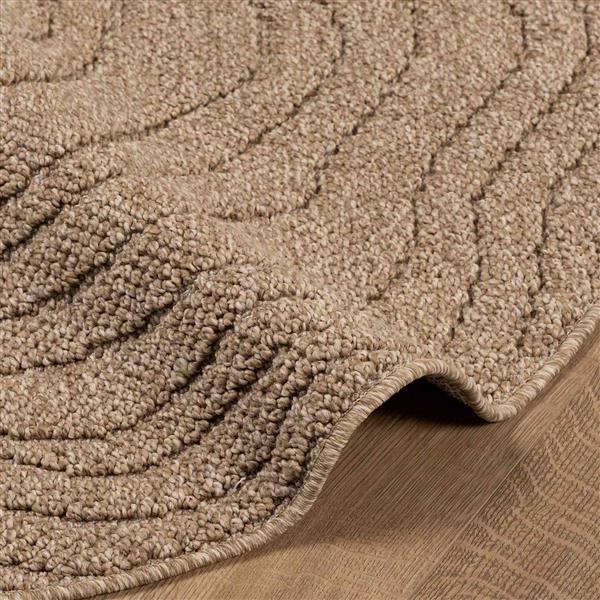 Grote foto vidaxl vloerkleden rond moir agira naturel 120 cm polyester huis en inrichting vloerbedekking en kleden