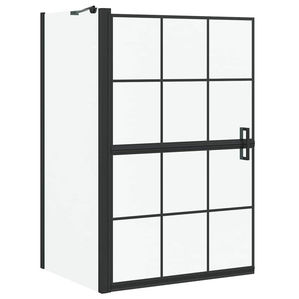 Grote foto vidaxl bad douchescreen zwart en transparant 80 x 68 x 128 cm doe het zelf en verbouw sanitair