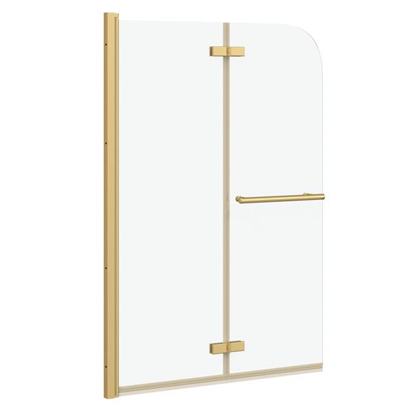Grote foto vidaxl douche omhulsel goud 95 x 140 cm esg glas en aluminium doe het zelf en verbouw sanitair