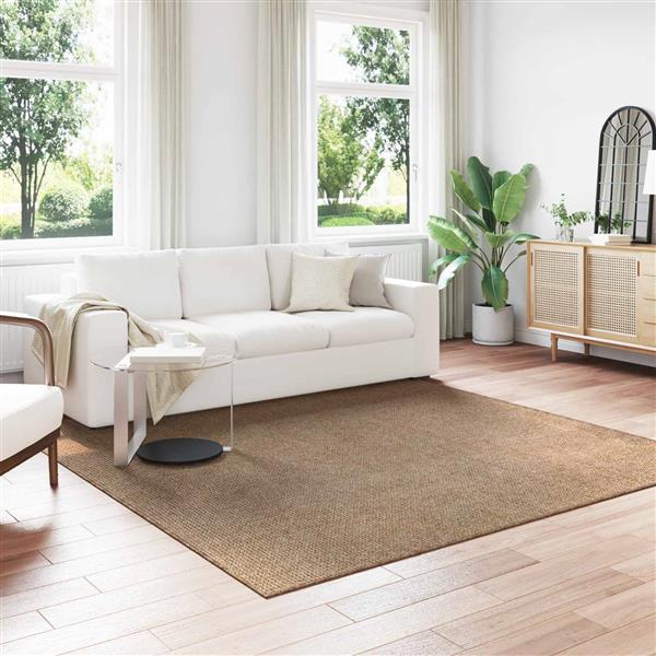 Grote foto vidaxl vloerkleden vierkant agira naturel 240 x 240 cm polyester huis en inrichting vloerbedekking en kleden