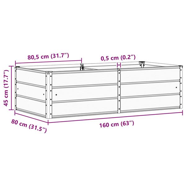 Grote foto vidaxl plantenbak groen 160 x 80 x 45 cm staal tuin en terras overige tuin en terras