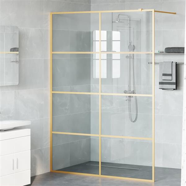 Grote foto vidaxl inloop douche wand goud 140 x 195 cm gehard glas huis en inrichting complete badkamers