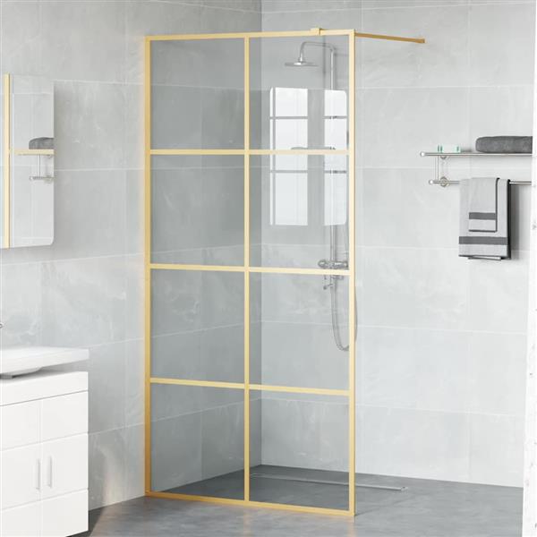 Grote foto vidaxl inloop douche wand goud 100 x 195 cm gehard glas huis en inrichting complete badkamers