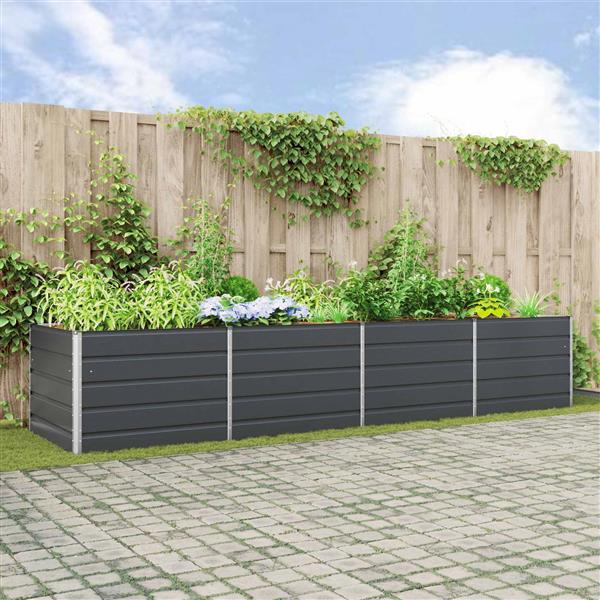 Grote foto vidaxl plantenbak antraciet 195 x 100 x 45 cm gegalvaniseerd staal tuin en terras overige tuin en terras