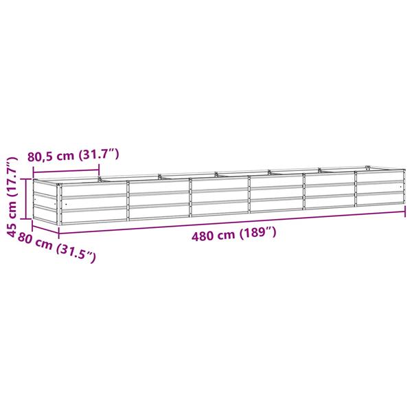 Grote foto vidaxl plantenbak antraciet 480 x 80 x 45 cm staal tuin en terras overige tuin en terras