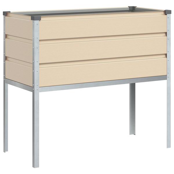Grote foto vidaxl plantenbak ivoor 100 x 45 x 90 cm gegalvaniseerd staal tuin en terras overige tuin en terras