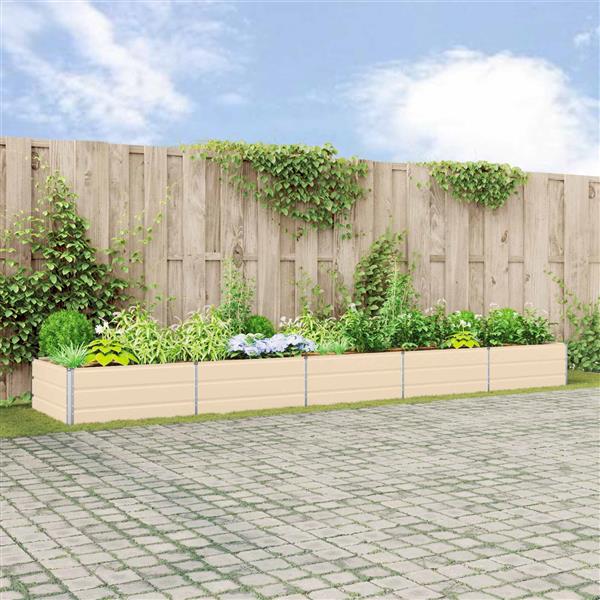 Grote foto vidaxl plantenbak ivoor 195 x 100 x 45 cm gegalvaniseerd staal tuin en terras overige tuin en terras