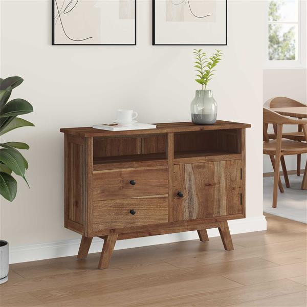 Grote foto vidaxl dressoir met lade naturel 100 x 30 x 68 cm massief teakhout huis en inrichting overige