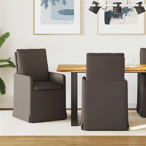 Grote foto vidaxl eettafelstoelen 2 pcs donkergrijs 57 x 67 x 98 cm linnen huis en inrichting stoelen