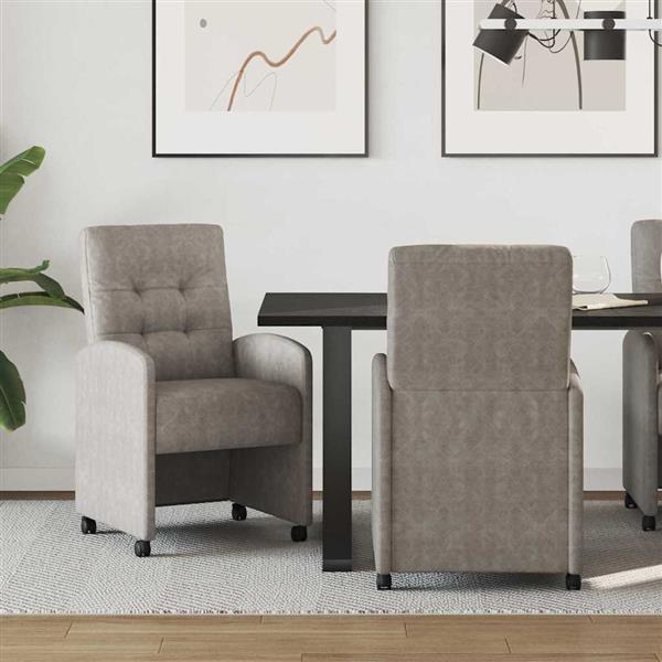 Grote foto vidaxl eetkamerstoelen met wieltjes 2 pcs grijs 58 x 67 x 97 cm huis en inrichting stoelen