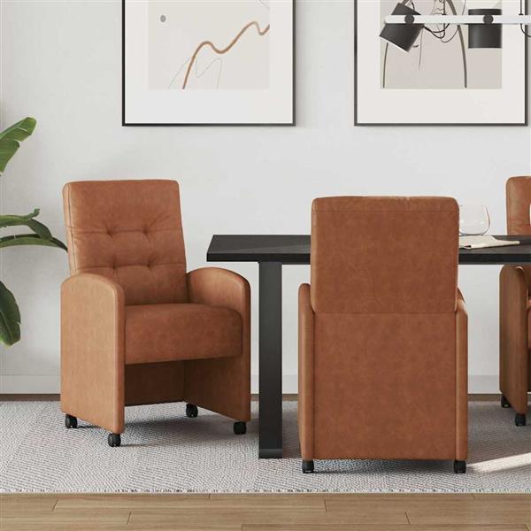 Grote foto vidaxl eetkamerstoelen met wieltjes 2 pcs bruin 58 x 67 x 97 cm huis en inrichting stoelen