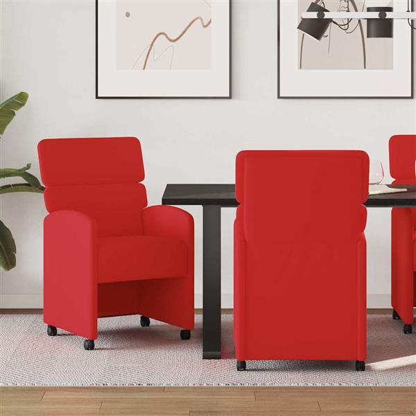 Grote foto vidaxl eetkamerstoelen met wieltjes 2 pcs rood 58 x 65 x 98 cm huis en inrichting stoelen