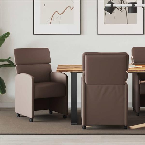 Grote foto vidaxl eetkamerstoelen met wieltjes 2 pcs bruin 58 x 65 x 98 cm huis en inrichting stoelen