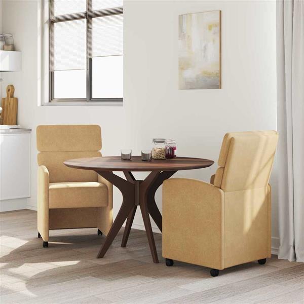 Grote foto vidaxl eetkamerstoelen met wieltjes 2 pcs bruin 58 x 65 x 98 cm huis en inrichting stoelen