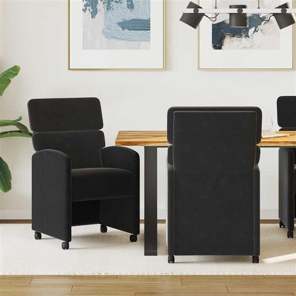 Grote foto vidaxl eetkamerstoelen met wieltjes 2 pcs zwart 58 x 65 x 98 cm huis en inrichting stoelen
