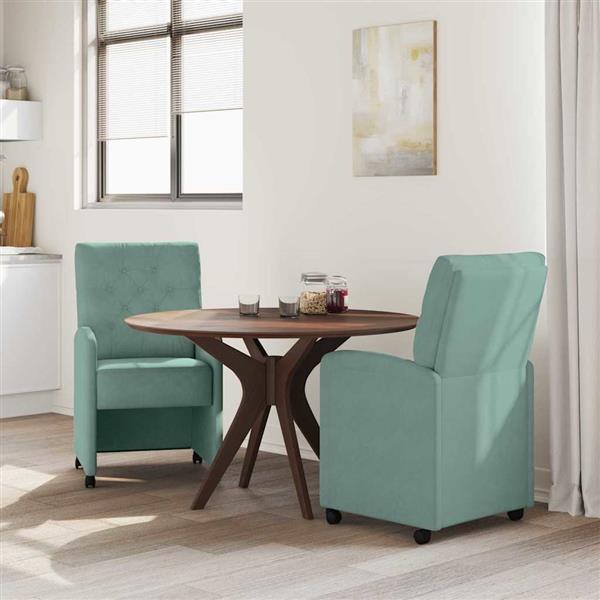 Grote foto vidaxl eetkamerstoelen met wieltjes 2 pcs zeegroen 58 x 67 x 97 cm huis en inrichting stoelen