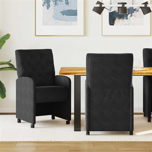 Grote foto vidaxl eetkamerstoelen met wieltjes 2 pcs zwart 58 x 67 x 97 cm huis en inrichting stoelen