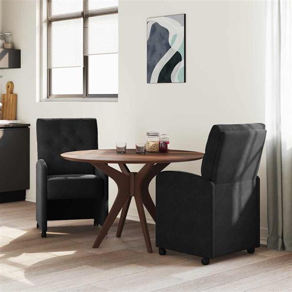 Grote foto vidaxl eetkamerstoelen met wieltjes 2 pcs zwart 58 x 67 x 97 cm huis en inrichting stoelen