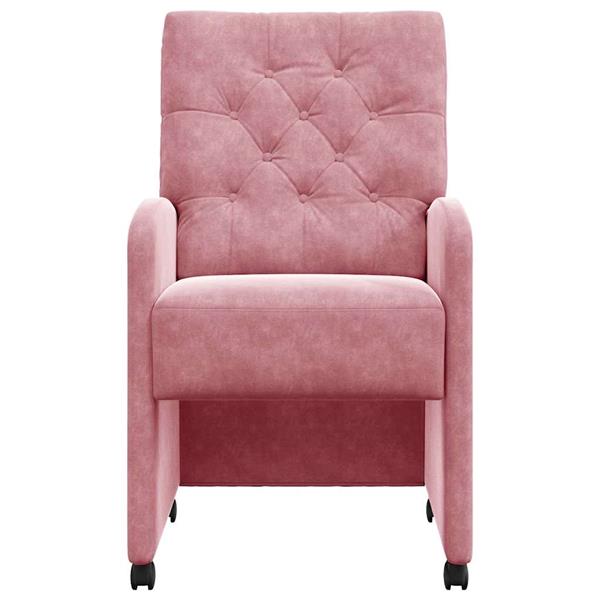 Grote foto vidaxl eetkamerstoelen met wieltjes 2 pcs roze 58 x 67 x 97 cm fluweel huis en inrichting stoelen