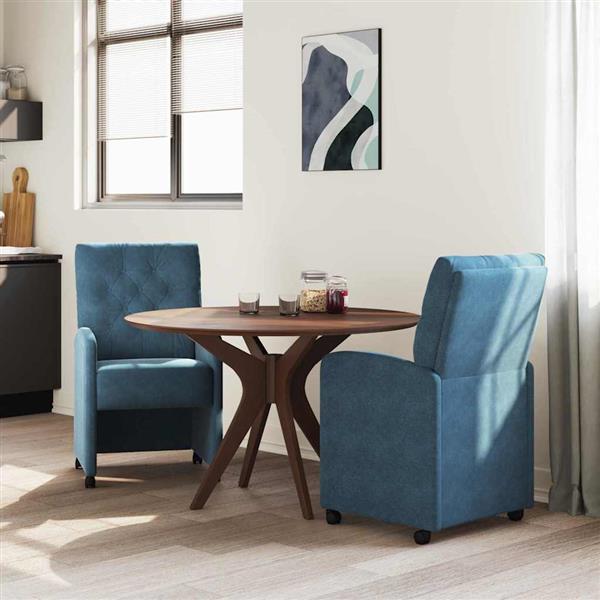 Grote foto vidaxl eetkamerstoelen met wieltjes 2 pcs blauw 58 x 67 x 97 cm huis en inrichting stoelen