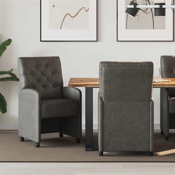 Grote foto vidaxl eetkamerstoelen met wieltjes 2 pcs zwart 58 x 67 x 97 cm huis en inrichting stoelen