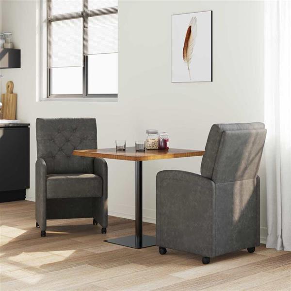 Grote foto vidaxl eetkamerstoelen met wieltjes 2 pcs zwart 58 x 67 x 97 cm huis en inrichting stoelen