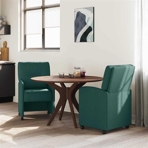 Grote foto vidaxl eetkamerstoelen met wieltjes 2 pcs donkergroen 57 x 67 x 95 cm huis en inrichting stoelen