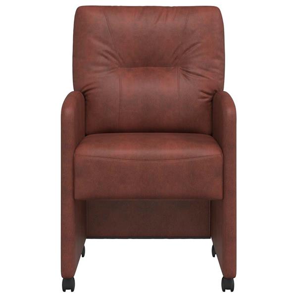 Grote foto vidaxl eetkamerstoelen met wieltjes 2 pcs glanzend bruin kunstleer huis en inrichting stoelen