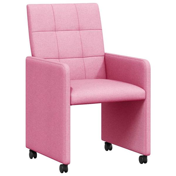 Grote foto vidaxl eetkamerstoelen met wieltjes 2 pcs roze 58 x 65 x 94 cm stof huis en inrichting stoelen
