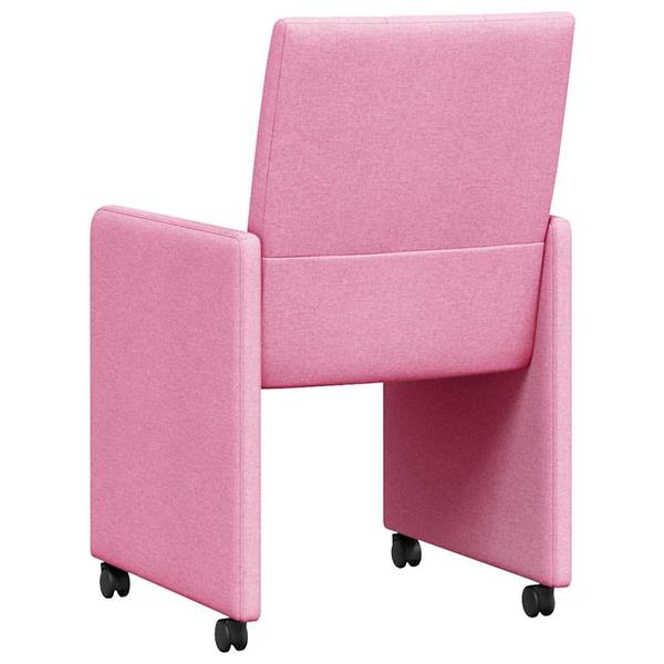 Grote foto vidaxl eetkamerstoelen met wieltjes 2 pcs roze 58 x 65 x 94 cm stof huis en inrichting stoelen