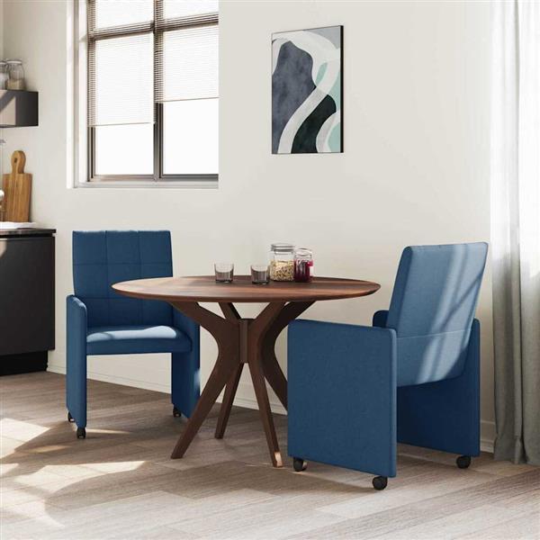 Grote foto vidaxl eetkamerstoelen met wieltjes 2 pcs blauw 58 x 65 x 94 cm stof huis en inrichting stoelen