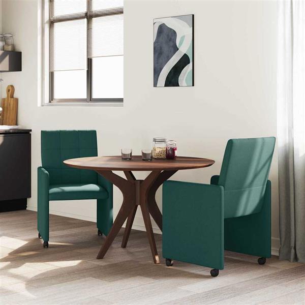 Grote foto vidaxl eetkamerstoelen met wieltjes 2 pcs donkergroen 58 x 65 x 94 cm huis en inrichting stoelen