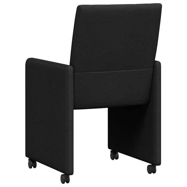 Grote foto vidaxl eetkamerstoelen met wieltjes 2 pcs zwart 58 x 65 x 94 cm stof huis en inrichting stoelen